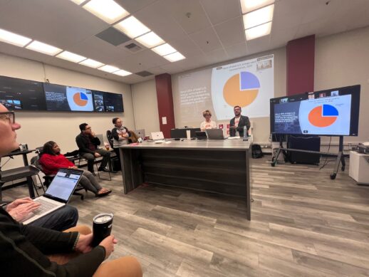 Christina De Bono and Joe Perez of SAVe present to members of USC’s ITS Learning Environments Department.Photo: Lorenzo Bernardi and the University of Southern California